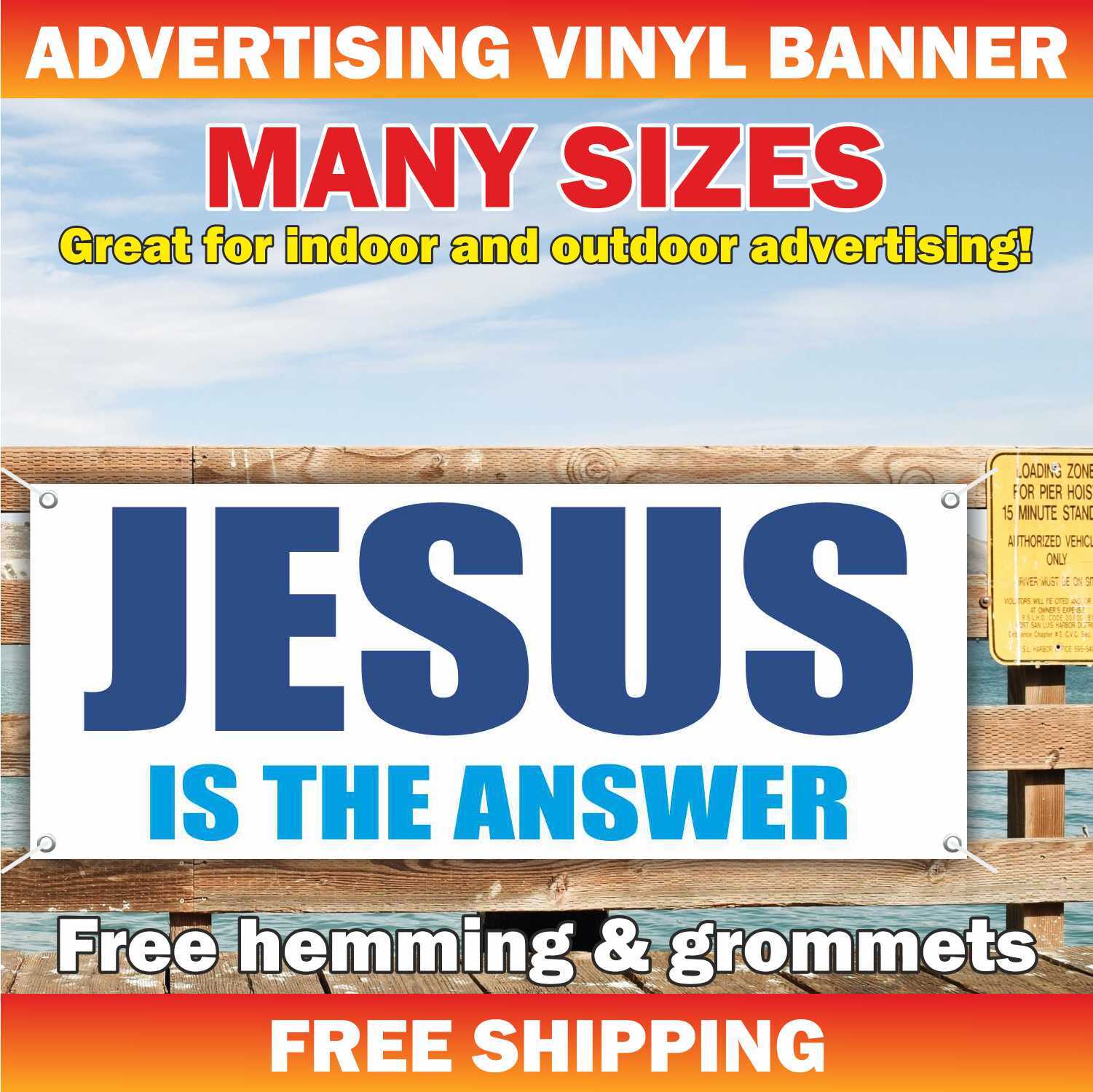 JESUS IS THE ANSWER Advertising Banner Vinyl Mesh Sign Christian Church Bible