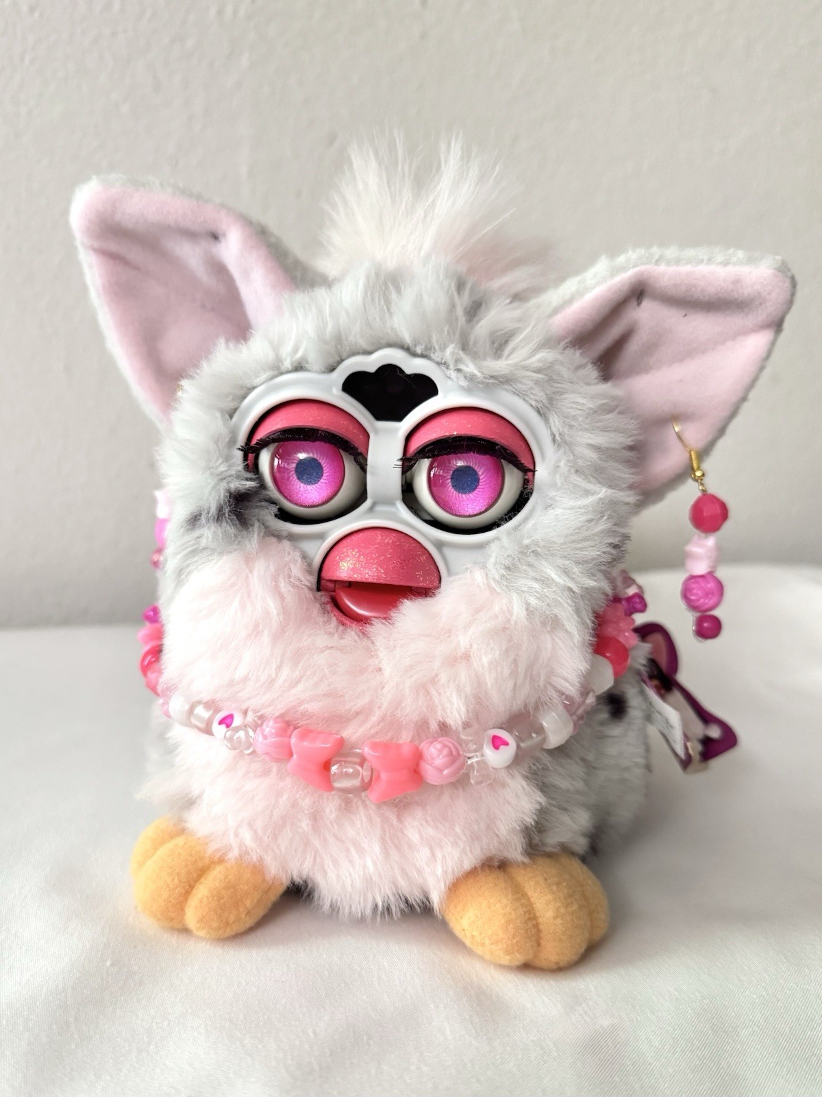 Custom VTG 1998 “Leopard” Furby W/Accessories & GITD Details - Partially Works