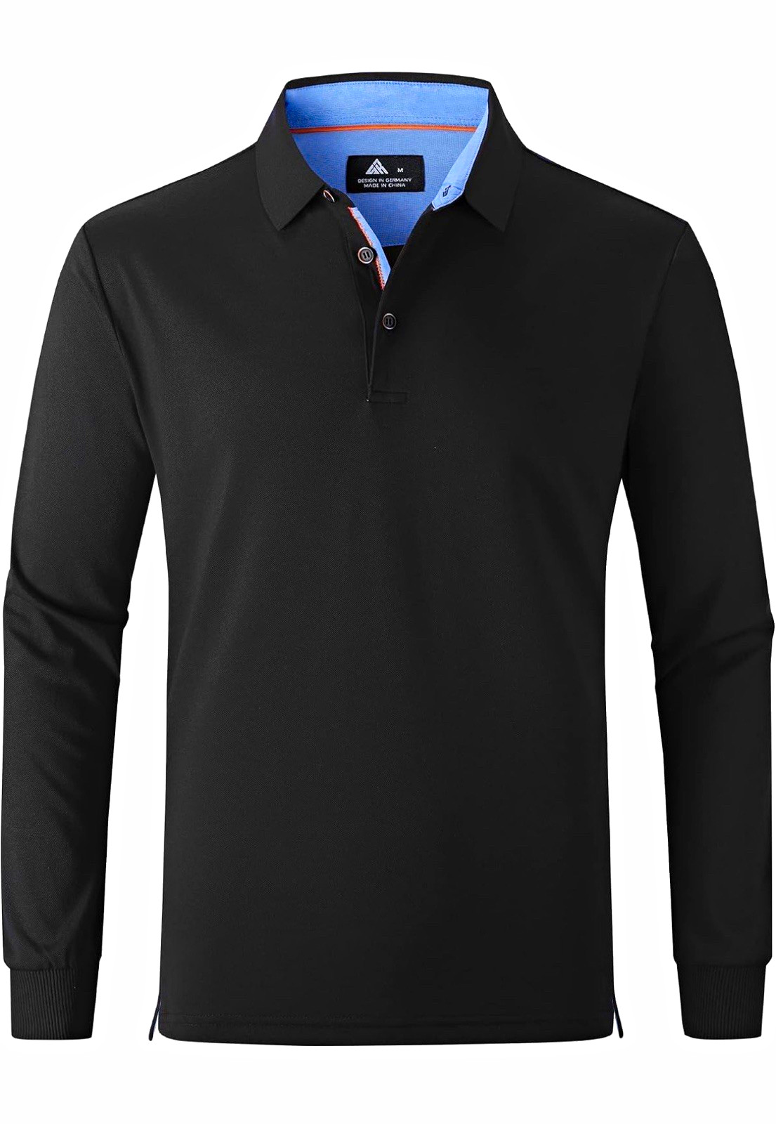 swisswell Men\'s Black Solid Polo Shirt XL Regular Long Sleeve 3 Button