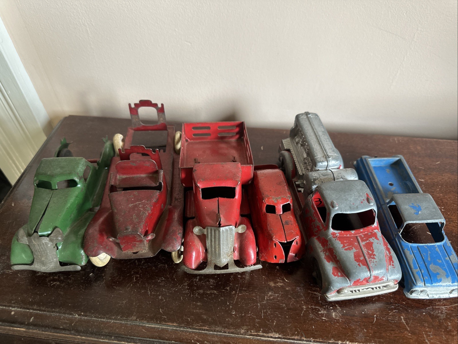 Vintage 1930s-1960s Metal Toy Trucks Collection - Estate Find Lot of 6