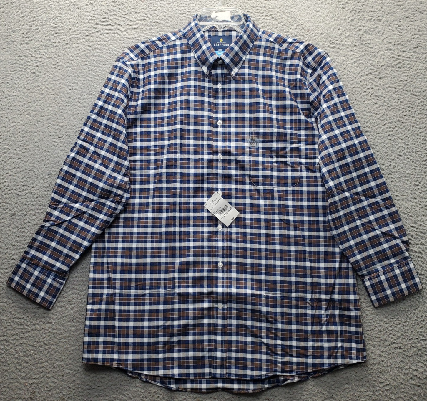 Stafford Coolmax Dress Shirt Men XL Multi Plaid Long Sleeve Slim Fit Button Down Stafford Coolmax Dress Shirt Men XL Multi Plaid Long Sleeve Slim Fit Button Down