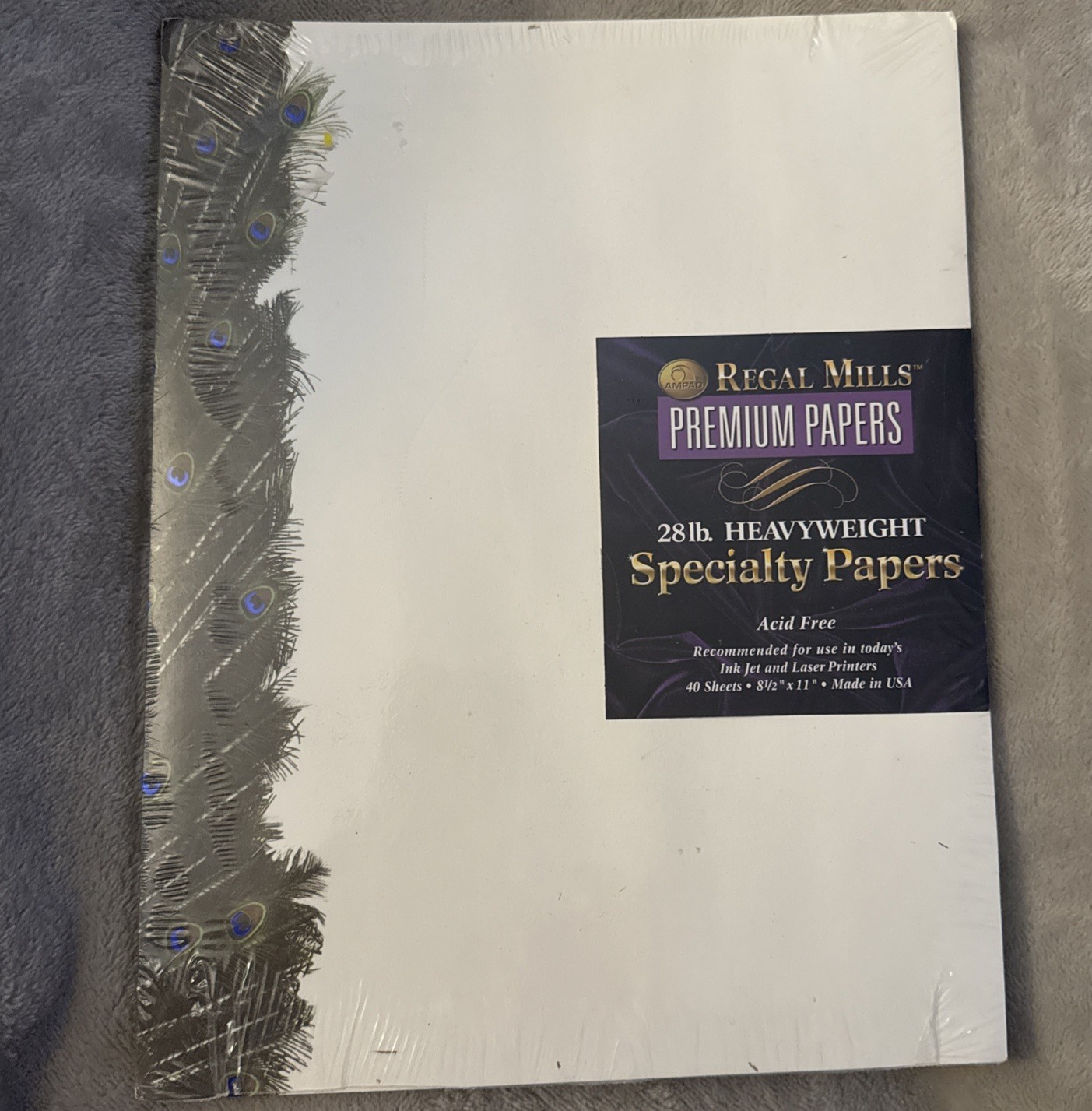 Regal Mills Premium Inkjet Printer Paper New Old Stock 1999 Peacock Feather Edge