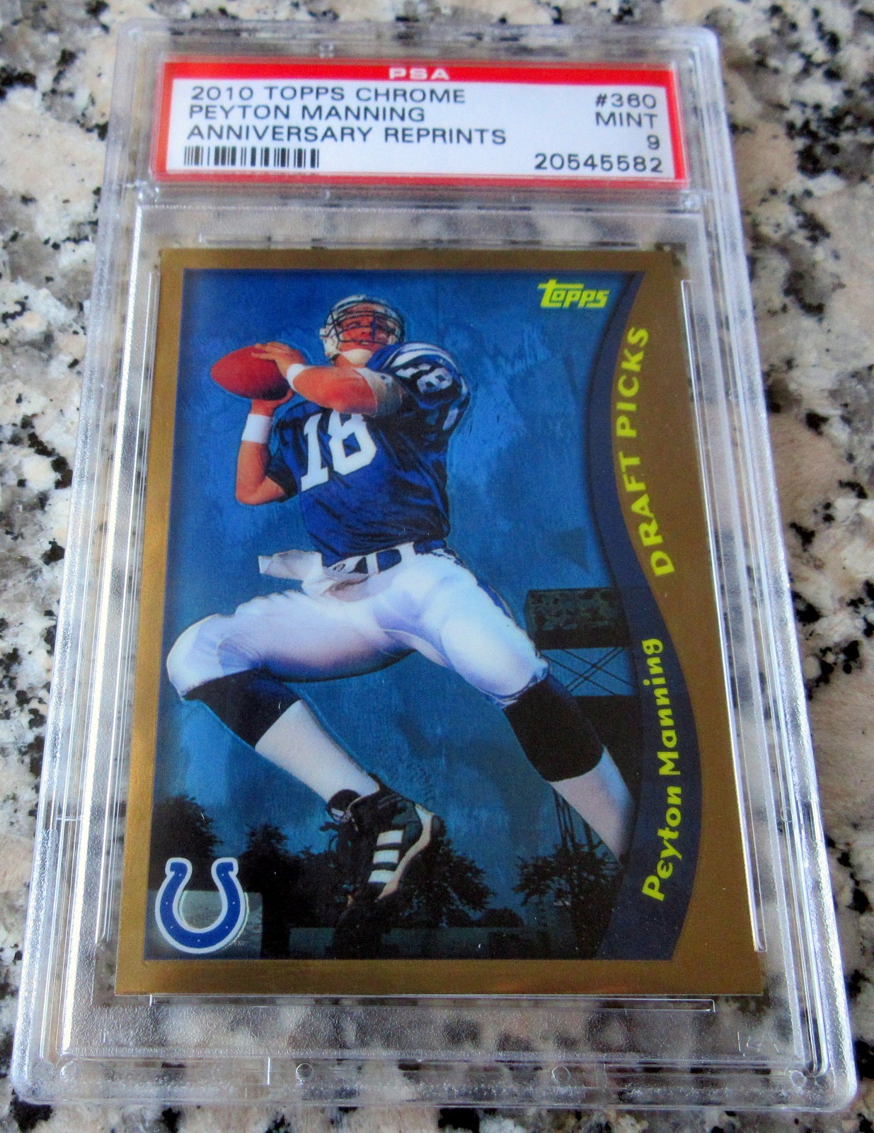 PEYTON MANNING 2010 Topps Chrome Reprint 1998 Rookie Card RC PSA 9 MINT HOF