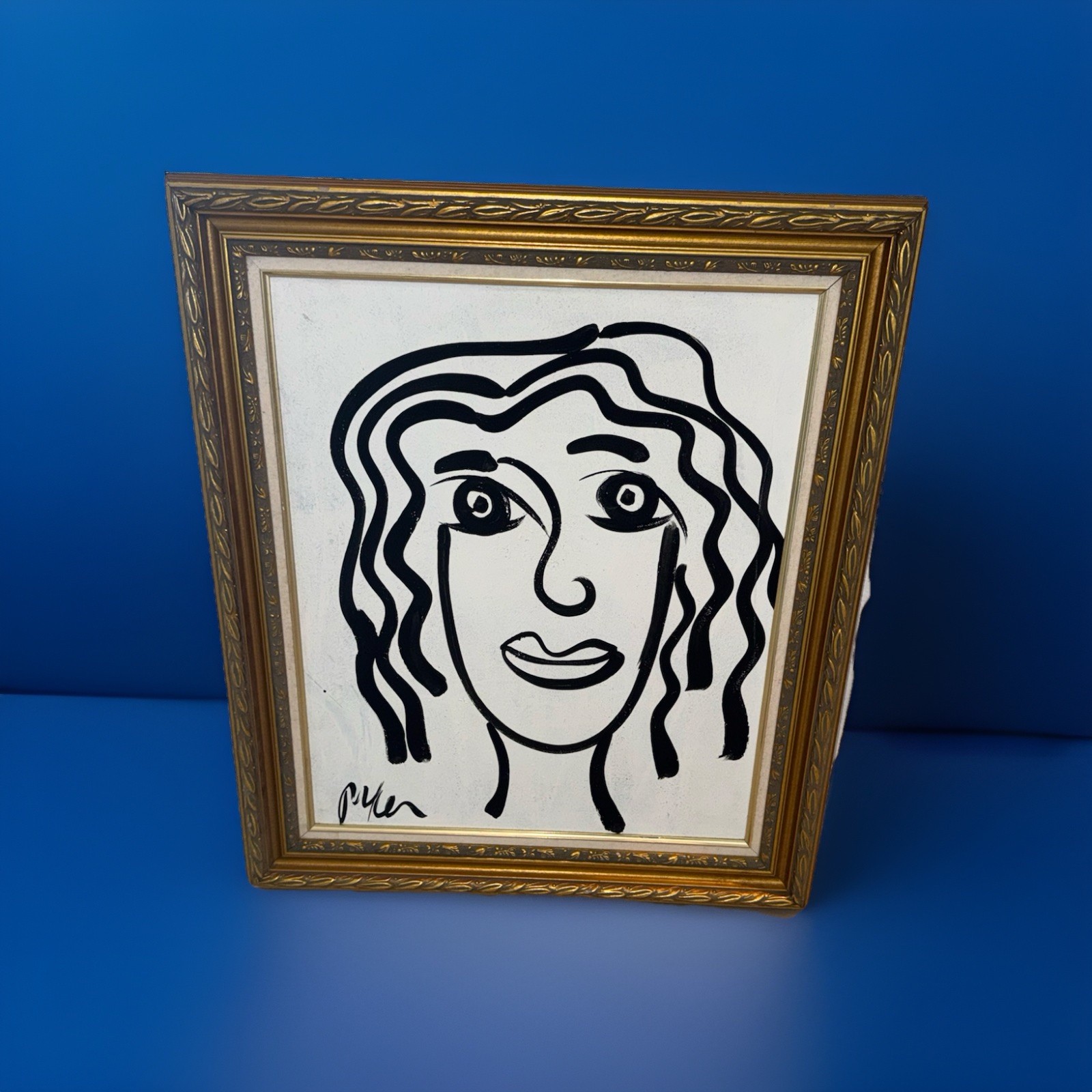 PETER KEIL ACRYLIC PAINTING - SET IN A QUALITY FRAME 26”x30” BLACK & WHITE