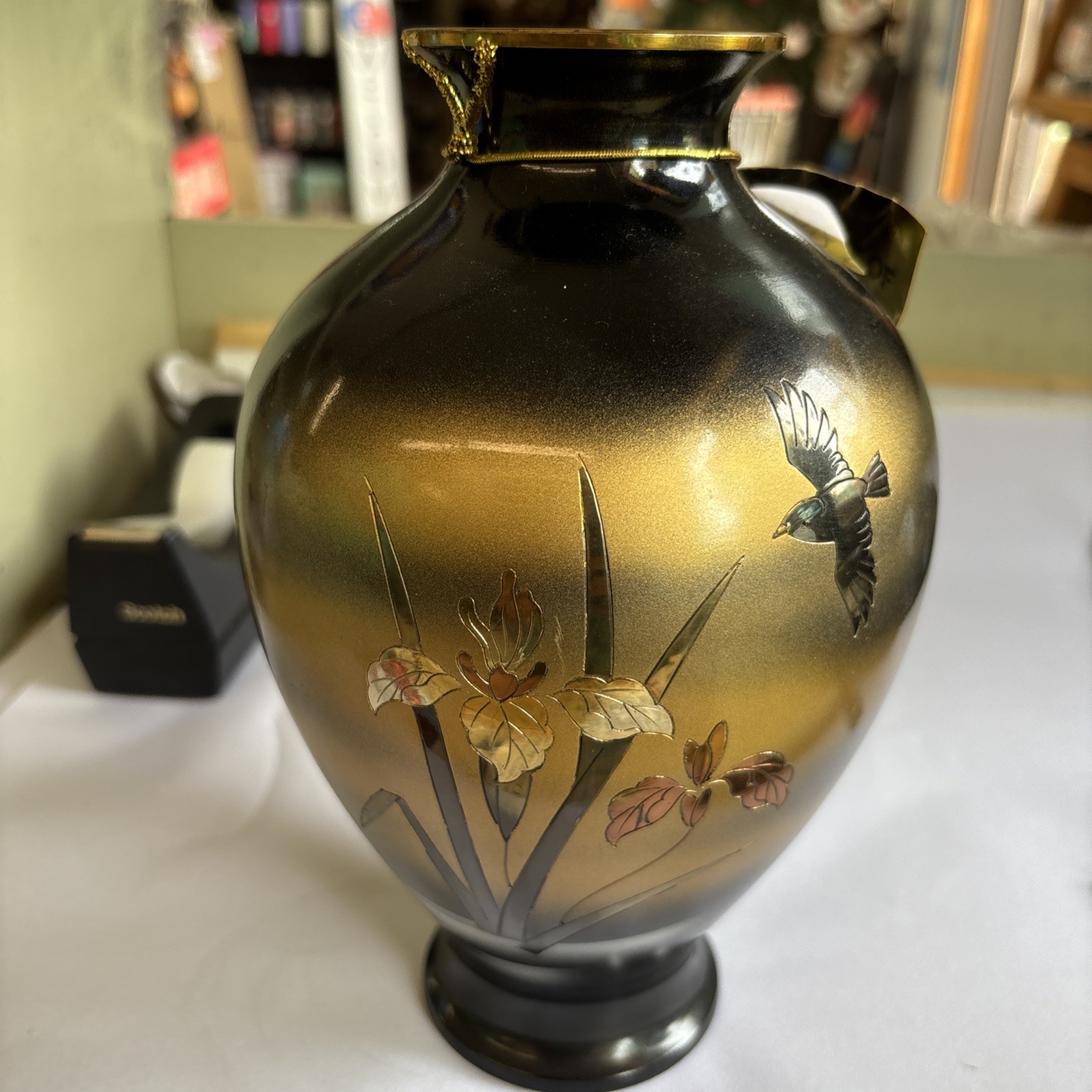 Vintage Japanese Mixed Metal Lacquer Vase Meiji #32 Of 2,000 Retired ￼