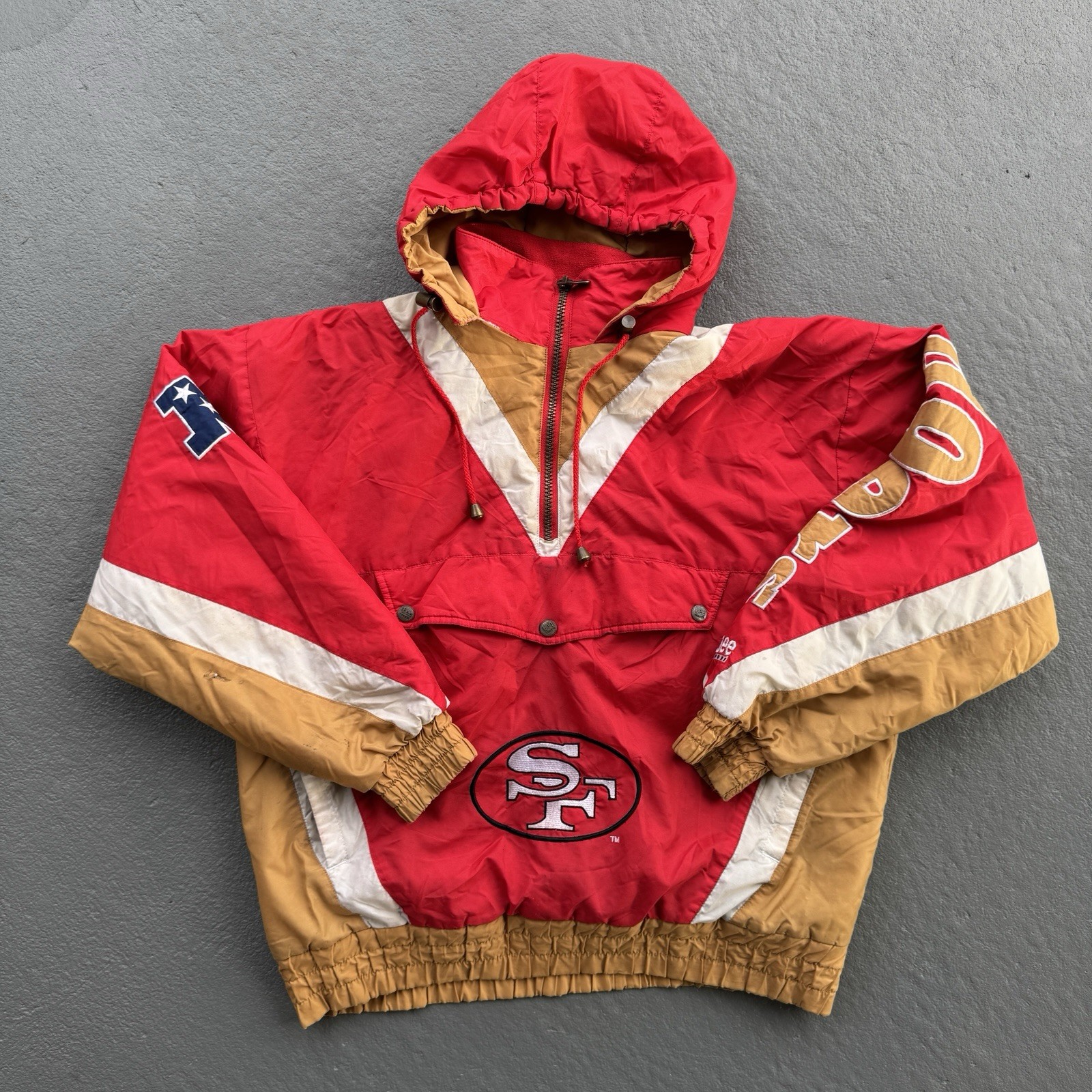 Vintage San Francisco 49ers Lee Sport Pullover Jacket Men’s L Hooded Distressed