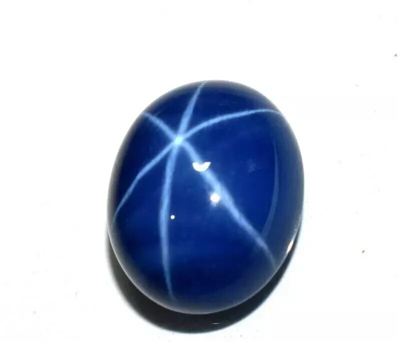 14 Ct Natural 6-Rays Blue Star Sapphire Oval Cabochon Loose Certified Gemstone