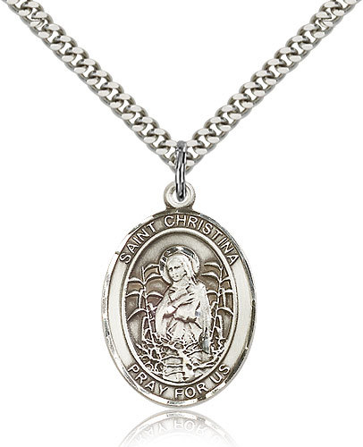 Saint Christina The Astonishing Medal For Men - .925 Sterling Silver Necklace...