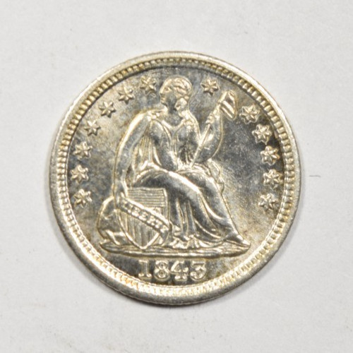 1843 SEATED HALF DIME ~ AMAZING CHOICE AU++/BU ABOUT UNCIRCULATED SUPER SLIDER
