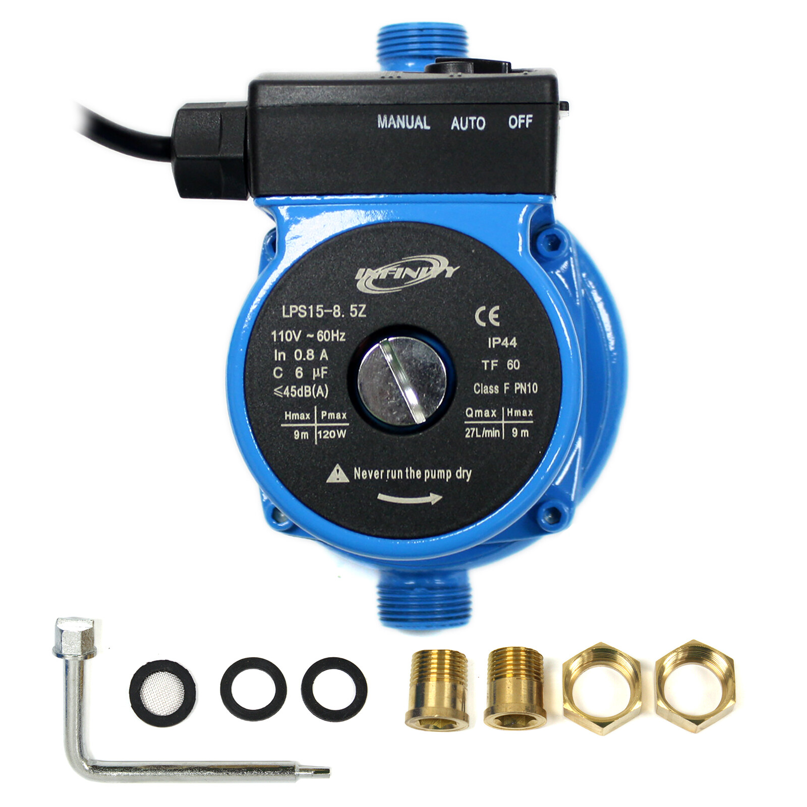 110V Automatic Booster Pump NPT 3/4'' Hot Water Circulator Circulation Pump