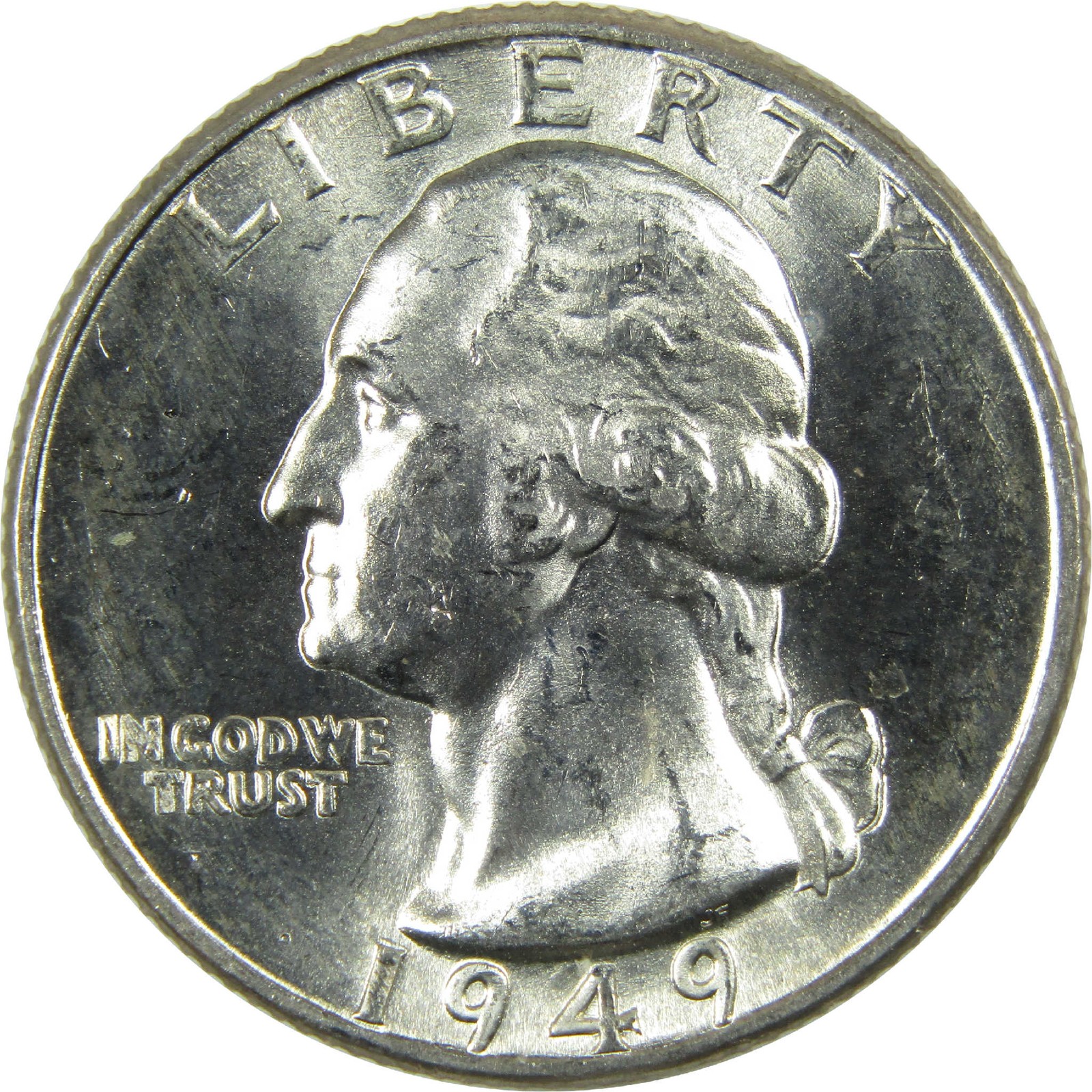 1949 D Washington Silver Quarter Uncirculated Mint State 25c Coin 1949 D Washington Silver Quarter Uncirculated Mint State 25c Coin
