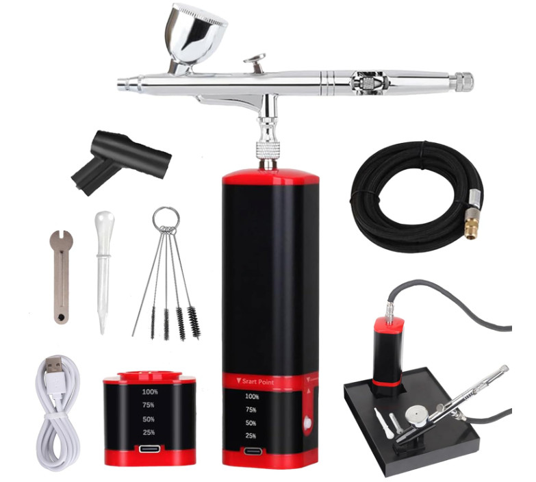 Aerógrafo inalámbrico mini con compresor para barbería y maquillaje
