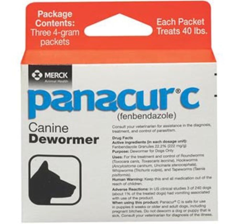 Panacur C 4 gram Canine 40lbs Dewormer Treatment (3 packets) Panacur C 4 gram Canine 40lbs Dewormer Treatment (3 packets)