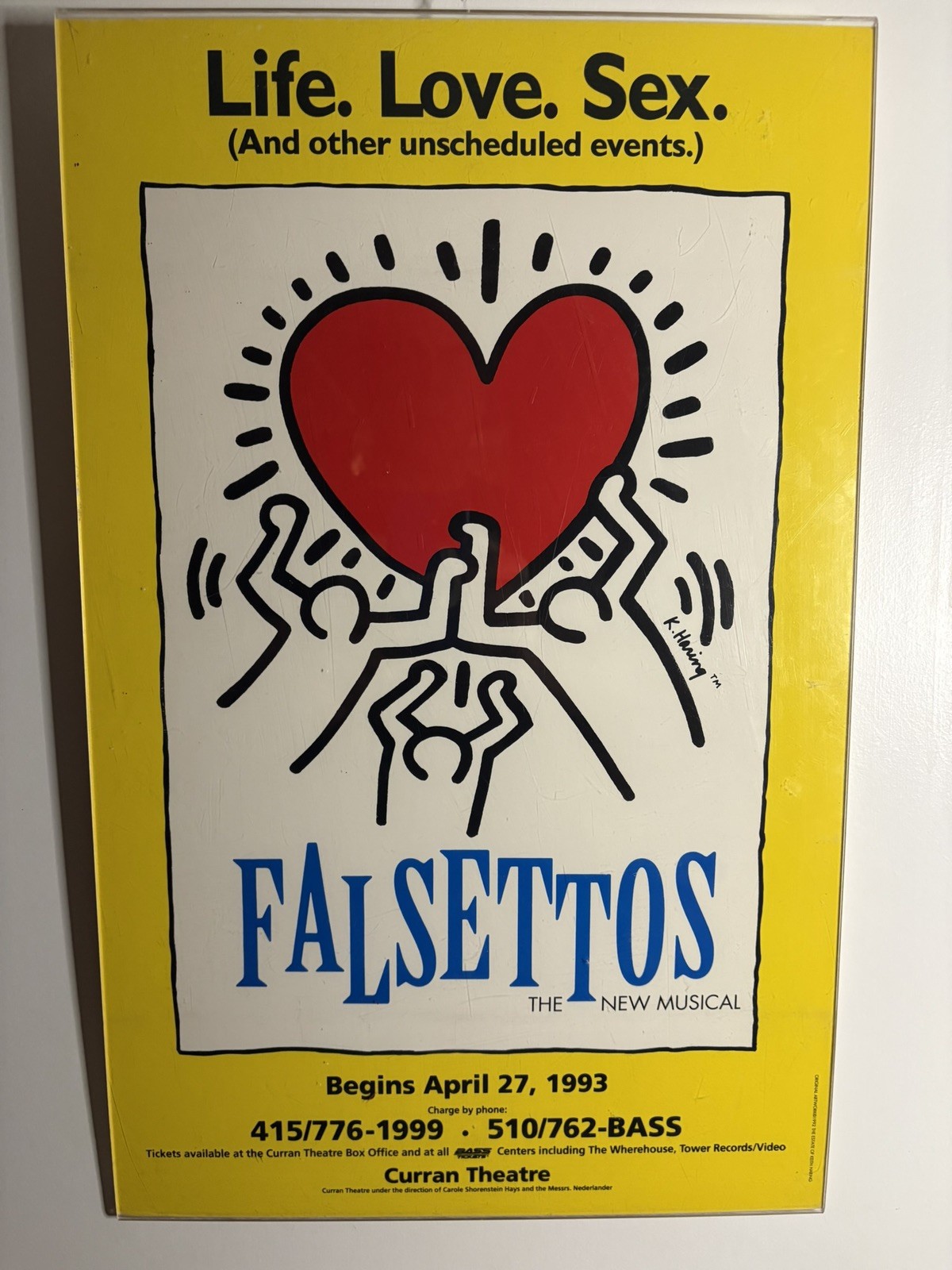 FALSETTOS Vintage Window Card 1992 San Francisco KEITH HARING ART FALSETTOS Vintage Window Card 1992 San Francisco KEITH HARING ART