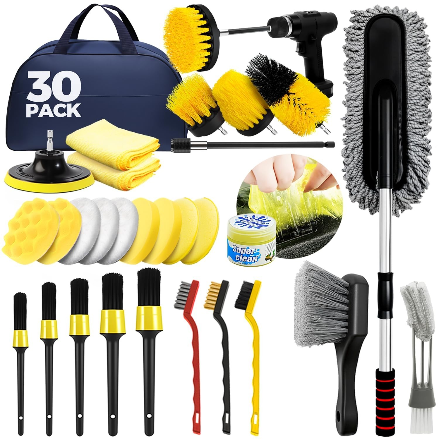 Car Detailing Kit Car Cleaning Tools Set Exterior Interior Wheels 30pcs