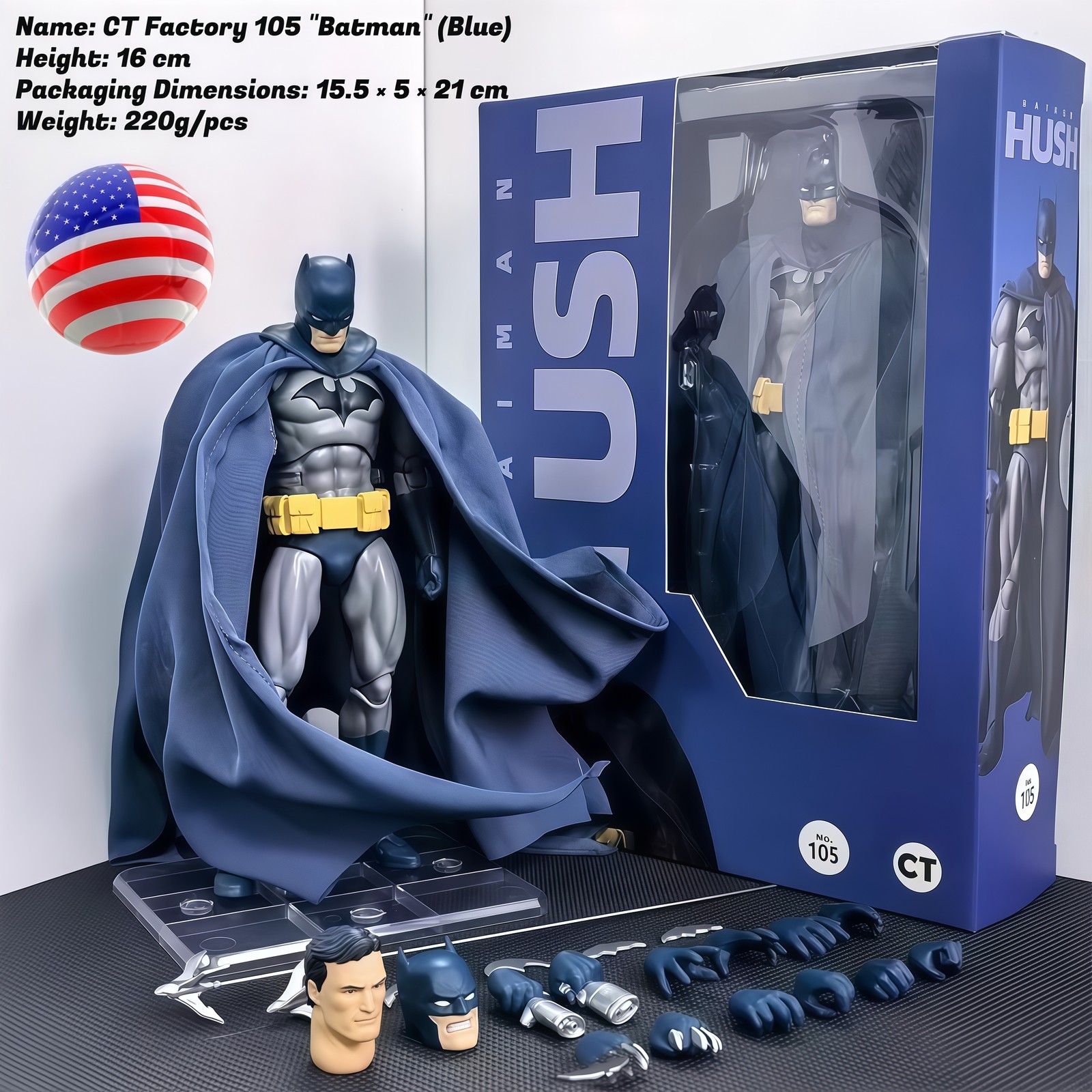 In Stock CT Toys MAFEX No.105 Hush Batman Blue Ver. Action Figure New iN Boxed In Stock CT Toys MAFEX No.105 Hush Batman Blue Ver. Action Figure New iN Boxed