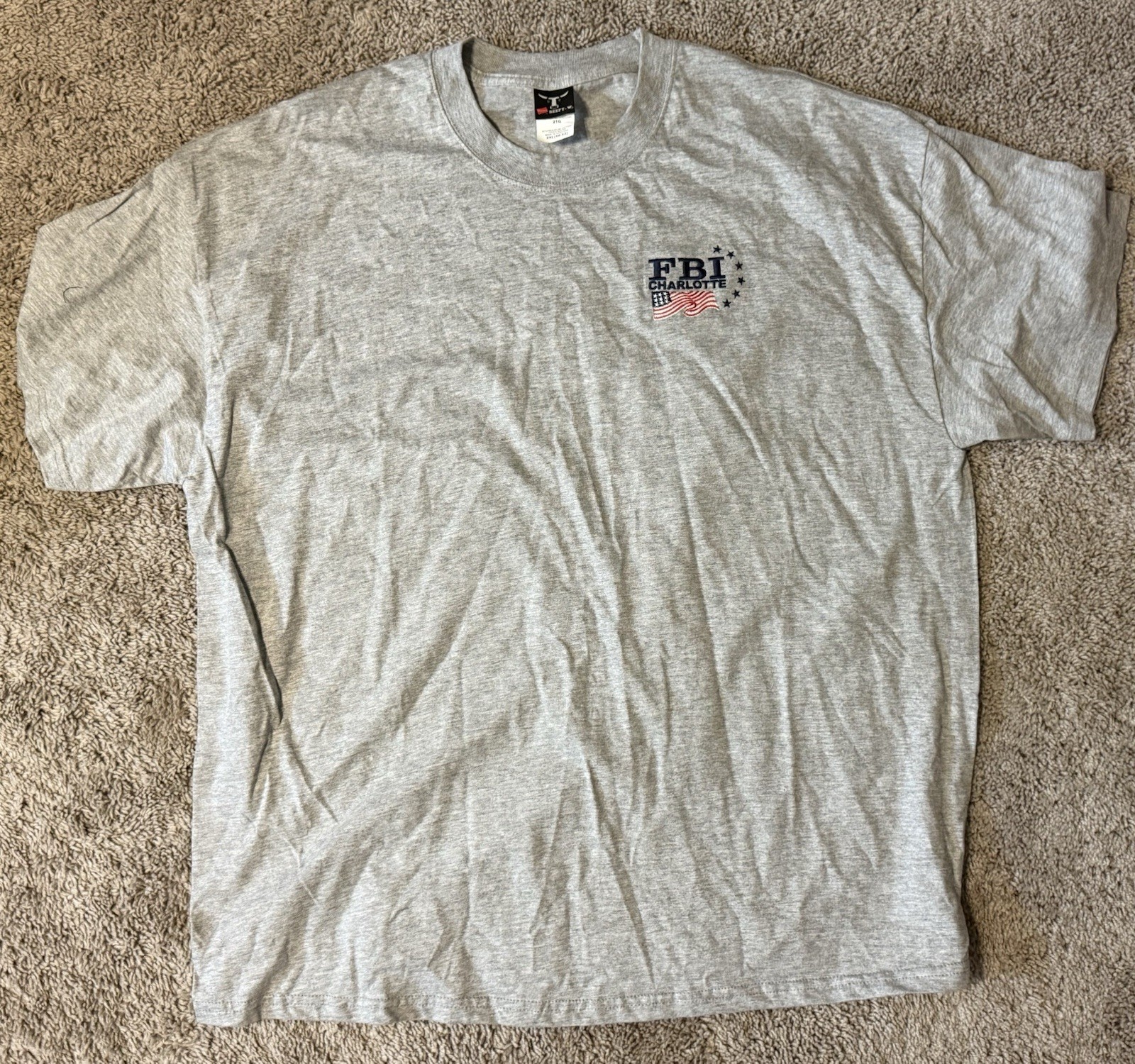 Vtg 90 Charlotte North Carolina Embroidered FBI SWAT T-Shirt Mens 2XL Beefy Gray Vtg 90 Charlotte North Carolina Embroidered FBI SWAT T-Shirt Mens 2XL Beefy Gray