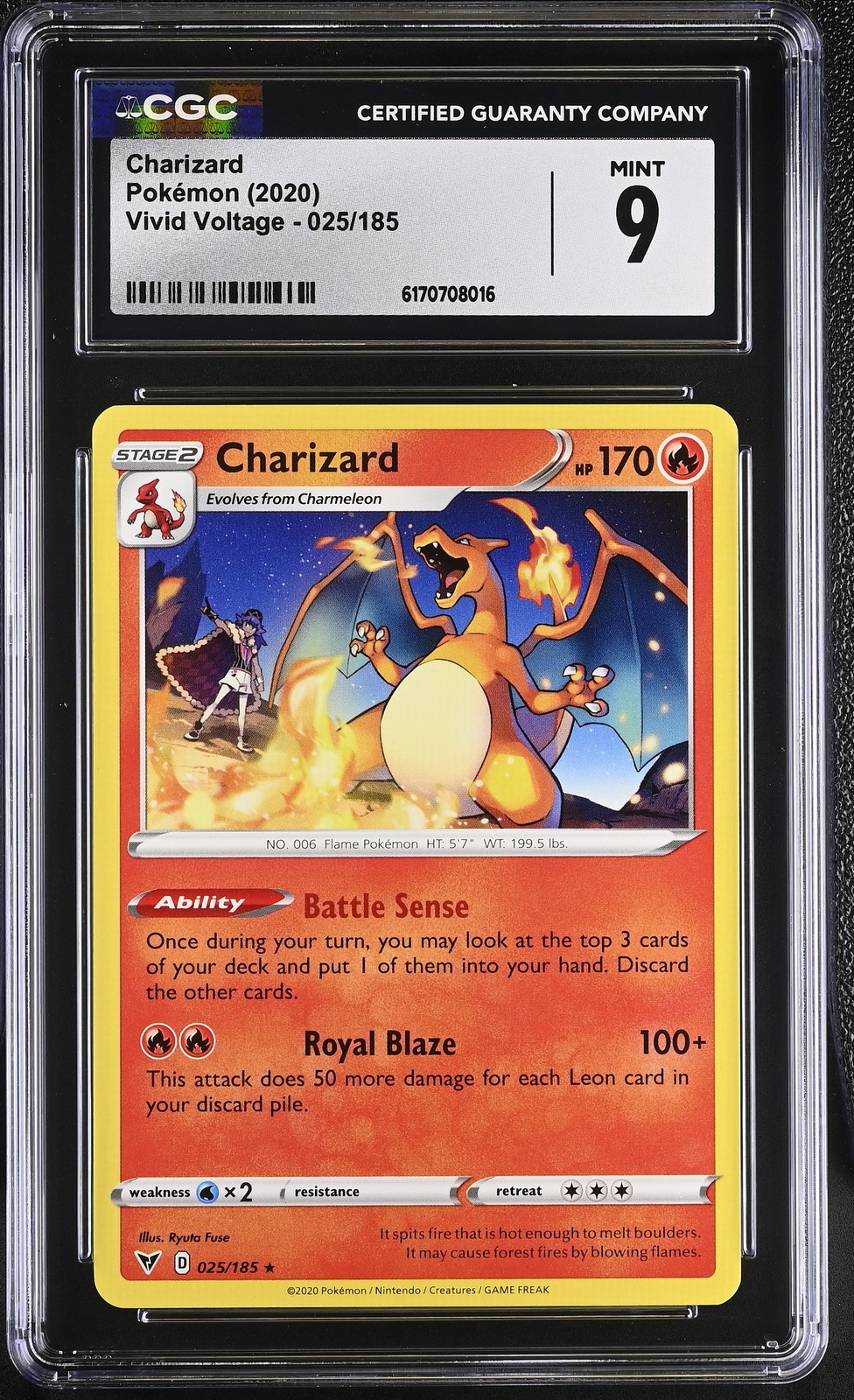 2020 POKEMON CHARIZARD 025/185 VIVID VOLTAGE CGC 9 MINT