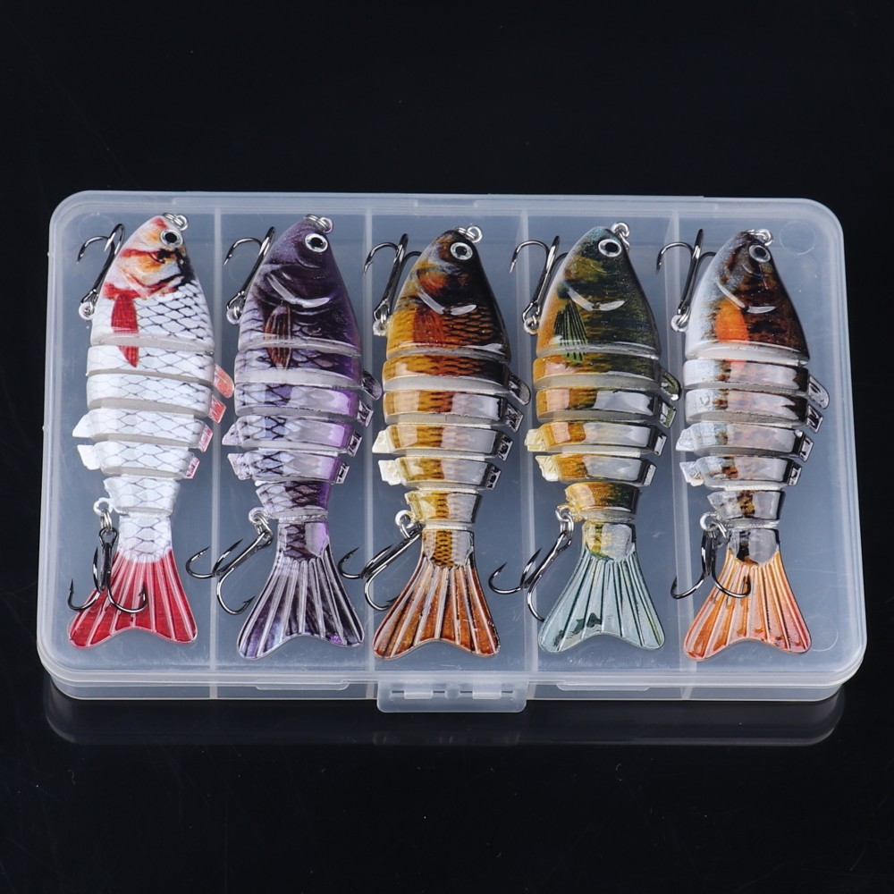 5pcs Multi-Joint Fishing Lure Set Artificial Fish Bionic Swimbait with Box 5pcs Multi-Joint Fishing Lure Set Artificial Fish Bionic Swimbait with Box