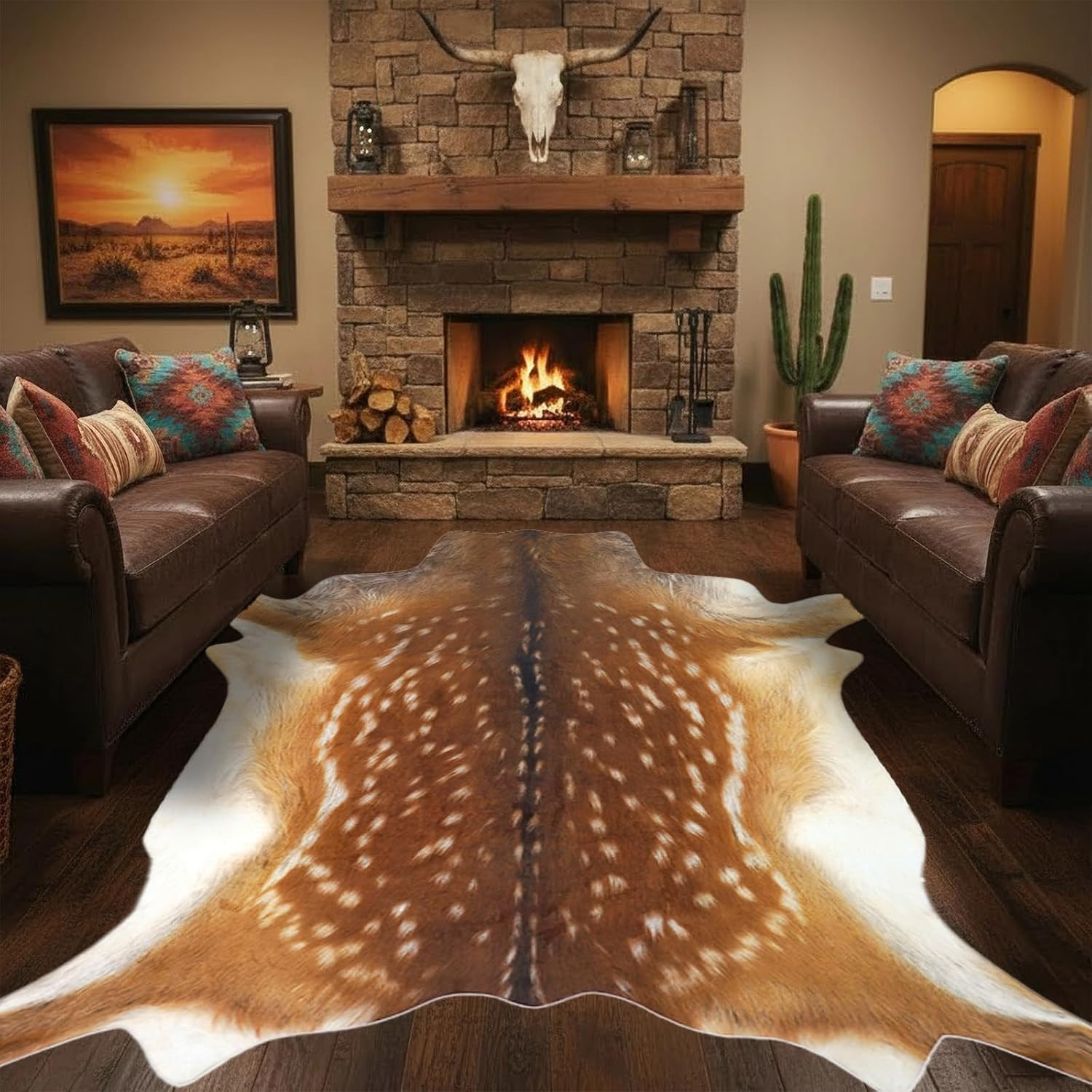 Deer Hide Rug Large 10X8 FT Faux Deer Rug Cow Hide Rugs Faux Reindeer Rugs Cowhi