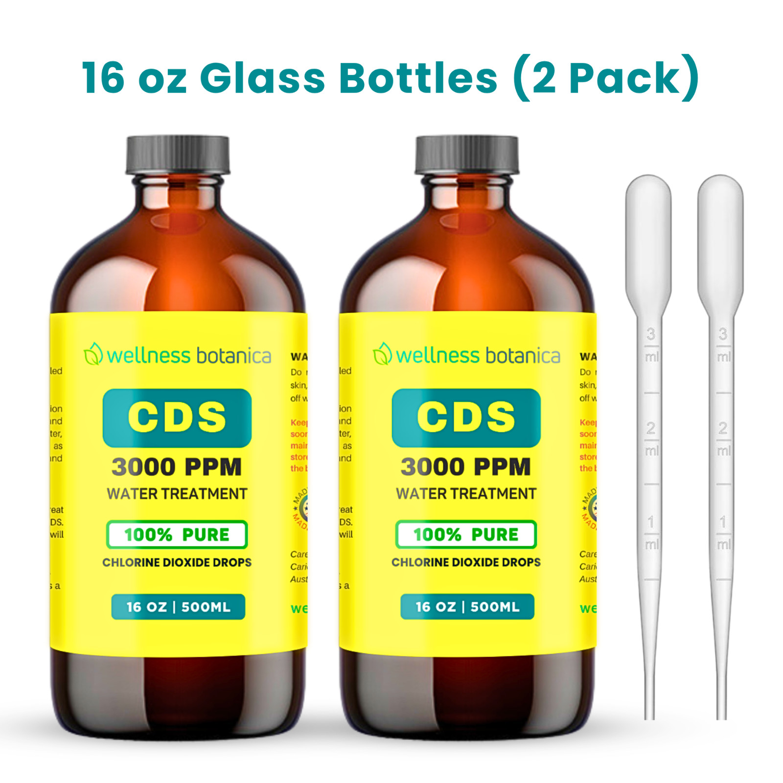 CDS Water Purification Solution 100% Pure 3000 ppm 500mil Ready to Use Drops