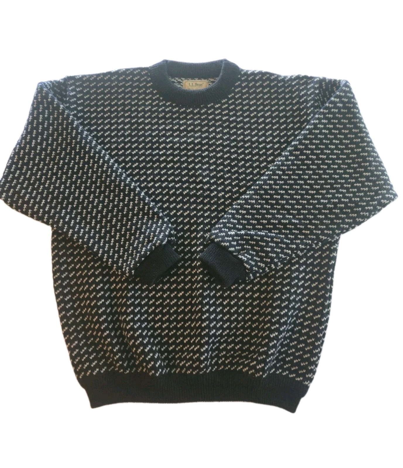 Vtg 80\'s LL Bean Norwegian Birdseye Sweater Mens XL Tall Navy Wool Rayon Norway 
