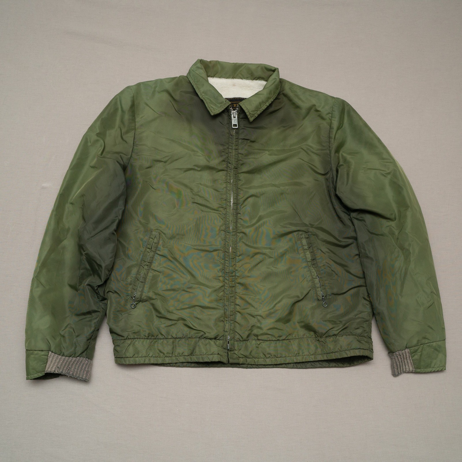 Vintage 60s Brent Montgomery Ward Lined Windbreaker Green Distressed Faded XL