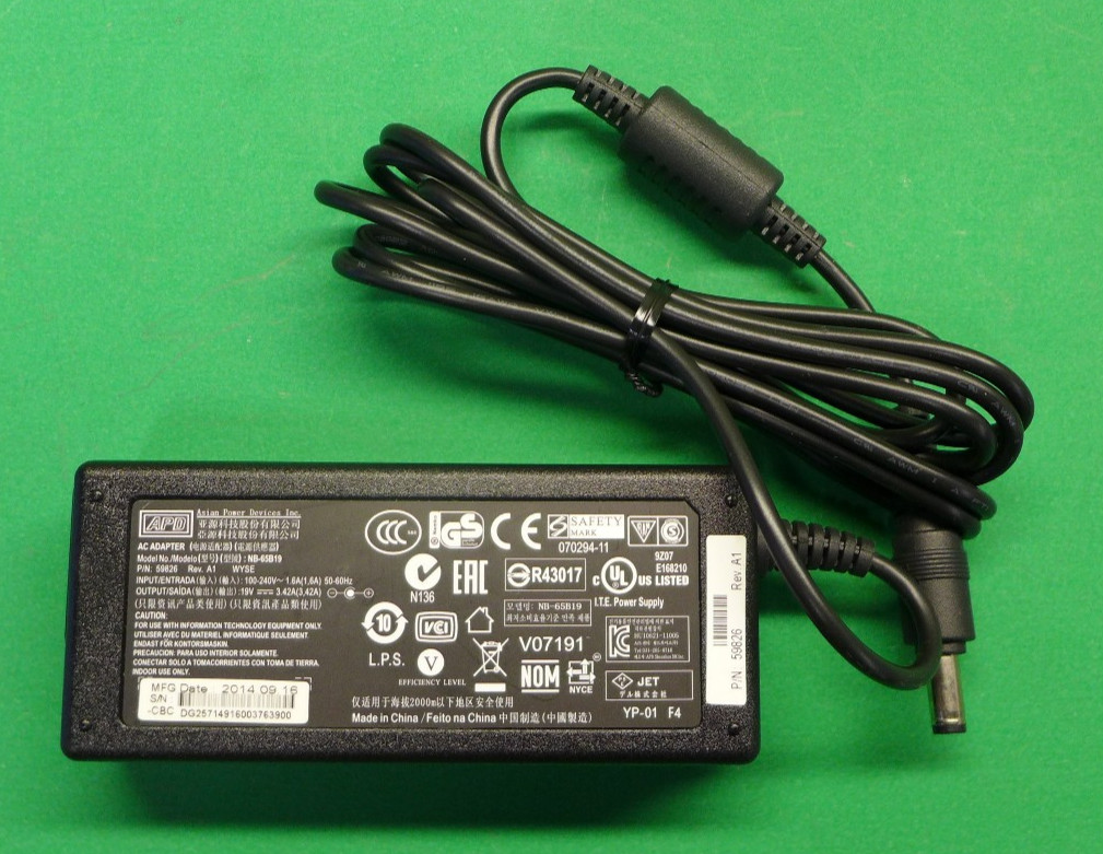 GENUINE APD 65W 19V AC Power Adapter NB-65B19 59826