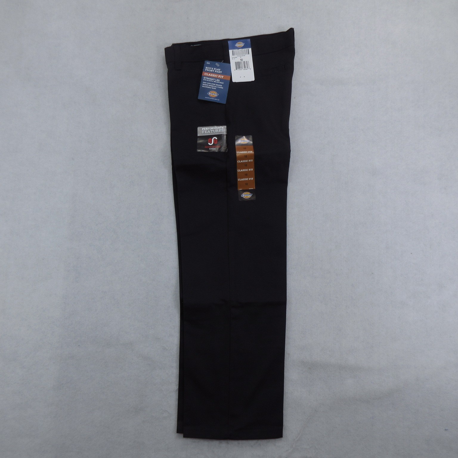 Dickies Boys Flat Front Pants Size 10 Black Classic Fit Straight Leg