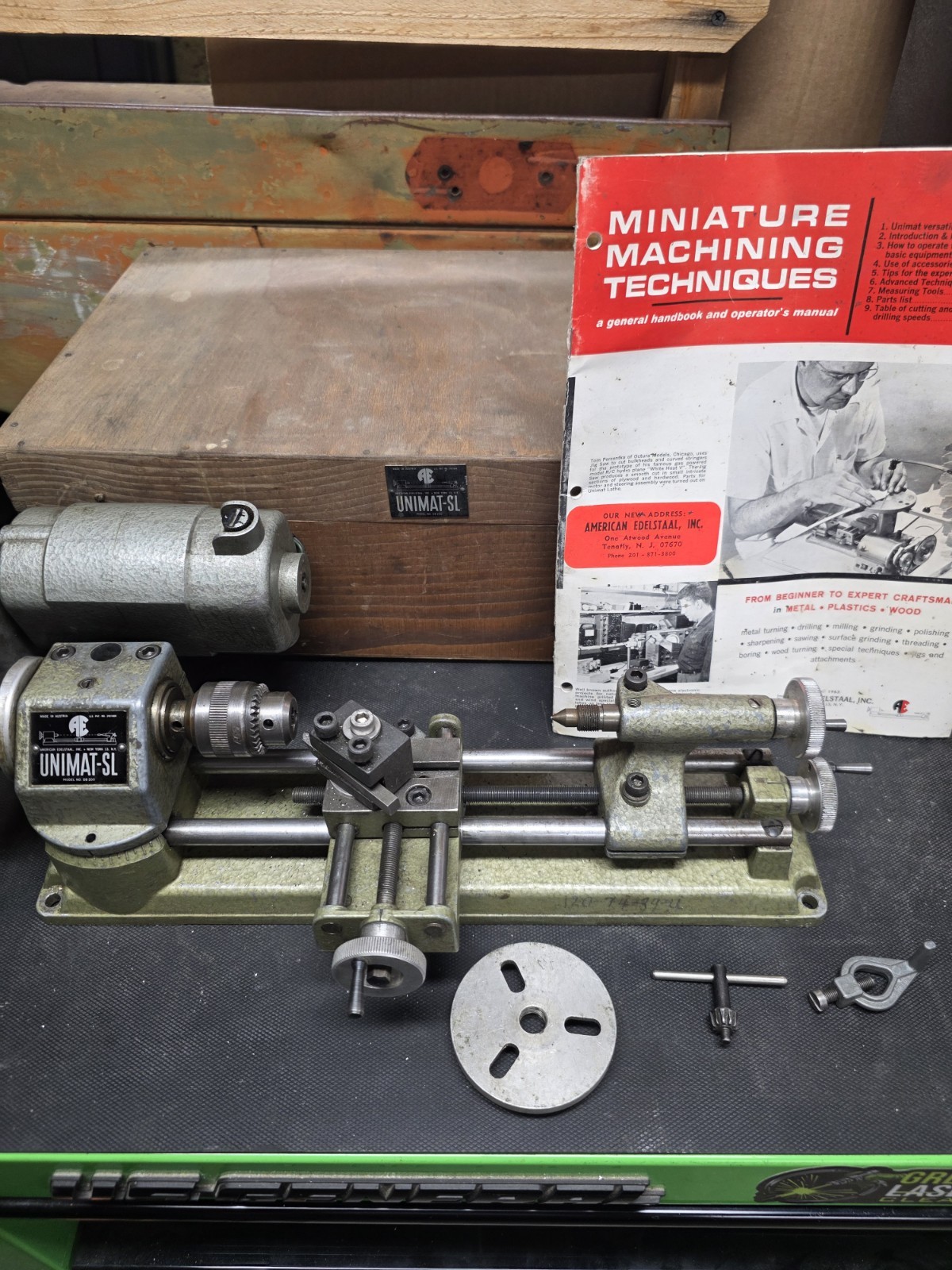 Vintage Edelstaal Unimat-SL DB 200 Mini Lathe Wood Box Manual TESTED RUNS VIDEO Vintage Edelstaal Unimat-SL DB 200 Mini Lathe Wood Box Manual TESTED RUNS VIDEO