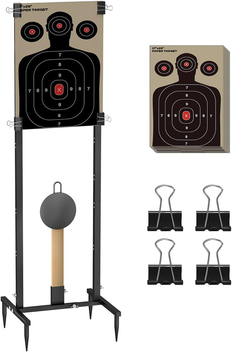 2-In-1 Shooting Target Stand with 10-17X25 Paper Targets