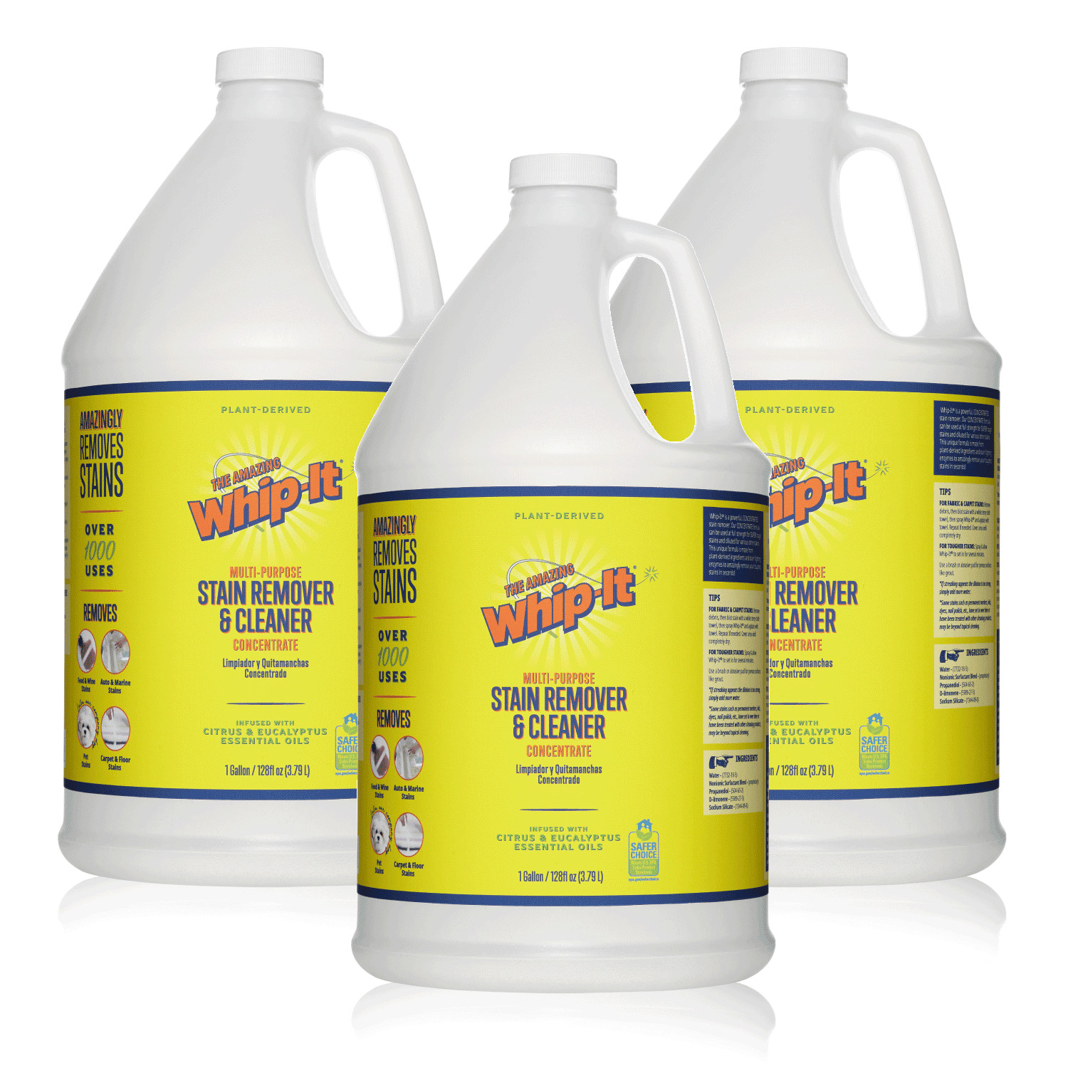 Whip-It® -Stain Remover & Cleaner  CONCENTRATE -3 GALLON COMMERCIAL SIZE CASE