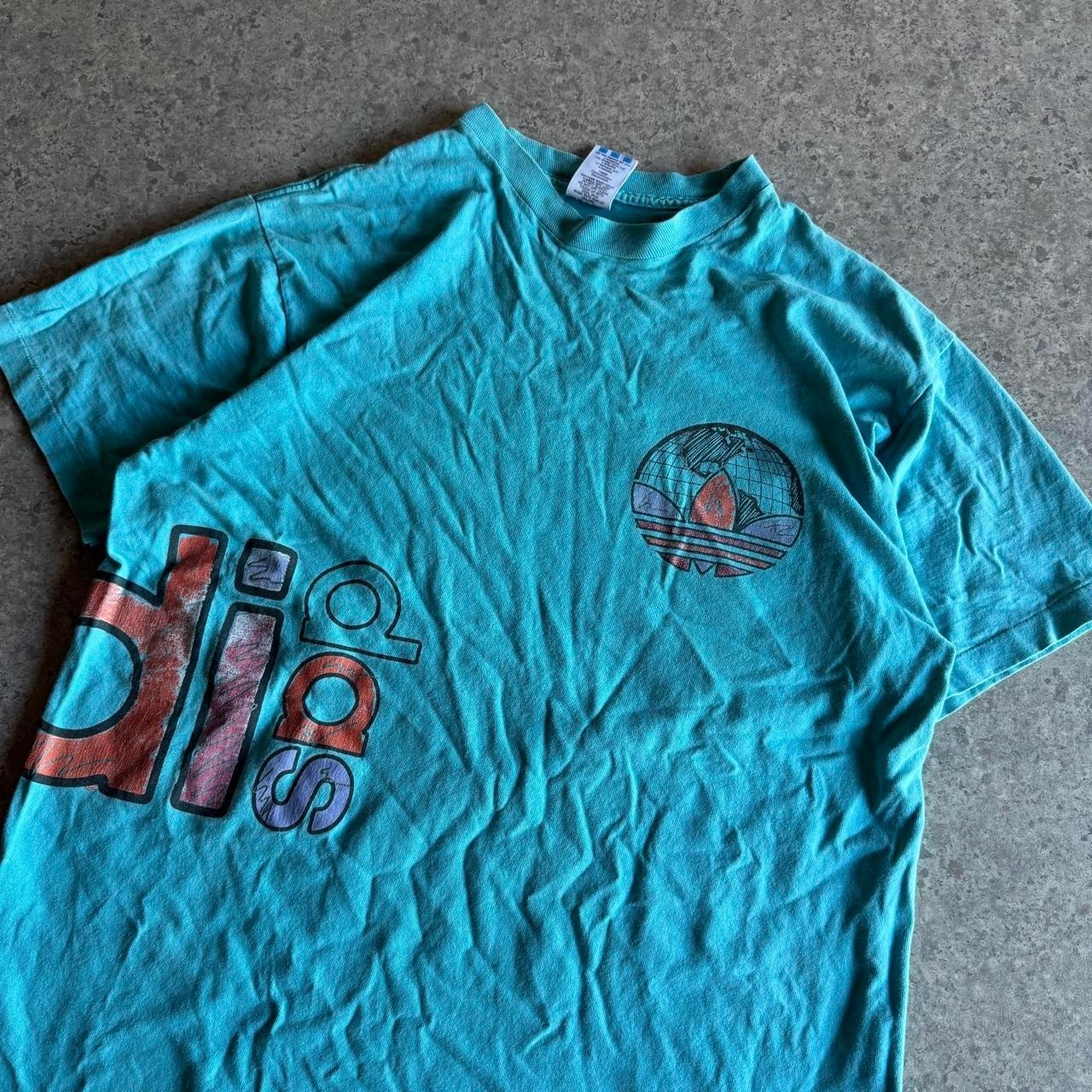 Vintage Adidas All Over Print Soccer T-Shirt Single Stitch Made in USA Medium