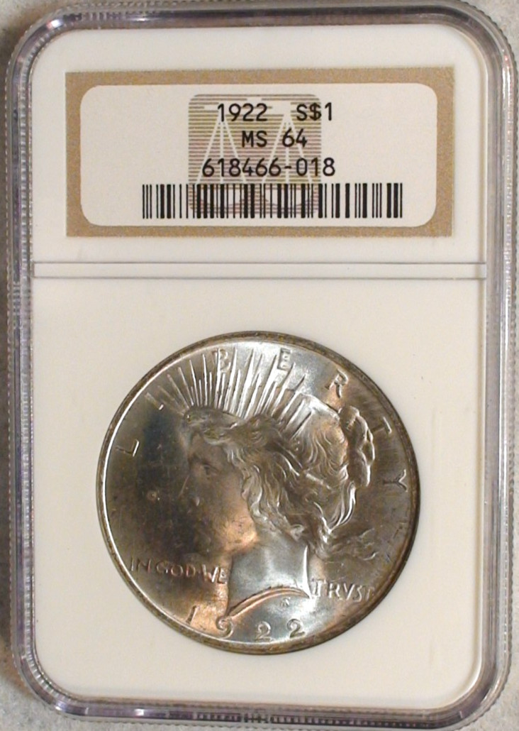1922 P Peace Silver Dollar NGC MS64 NEAR GEM UNCIRCULATED $1 Coin OGH
