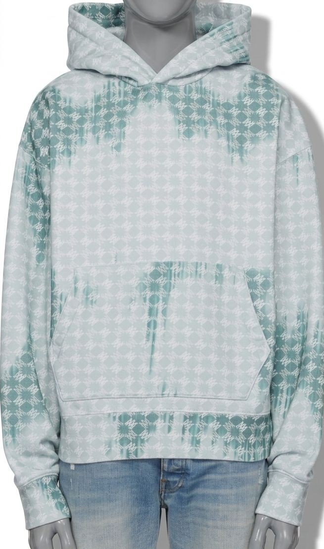 AMIRI Men\'s Blue Logo Graphic MA Quad Bleached Hoodie Sweatshirt Size S