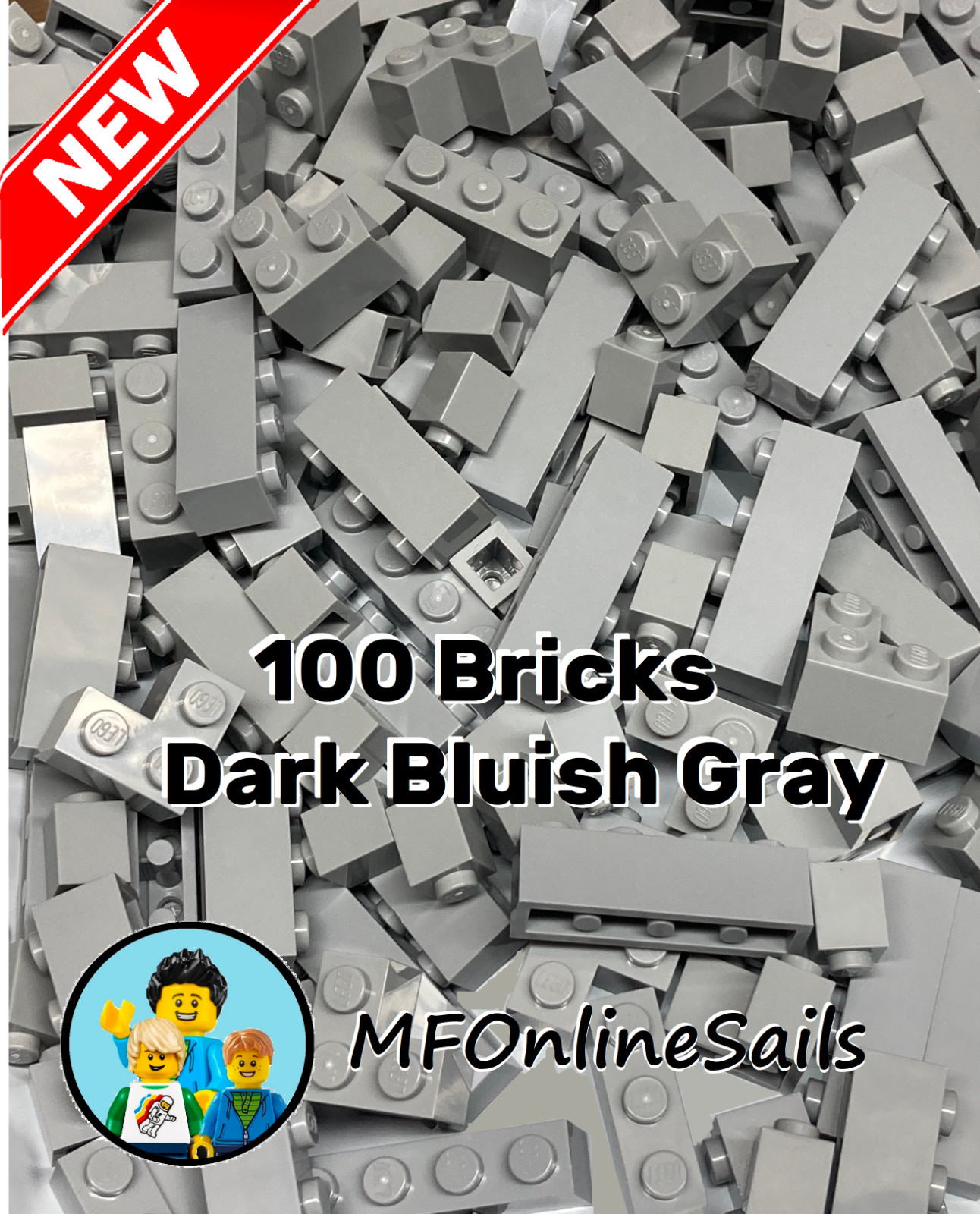 Genuine LEGO Dark Bluish Gray 1x1 1x2 1x3 1x4 Bricks Mix #3005 3004 100 Pcs 99g Genuine LEGO Dark Bluish Gray 1x1 1x2 1x3 1x4 Bricks Mix #3005 3004 100 Pcs 99g