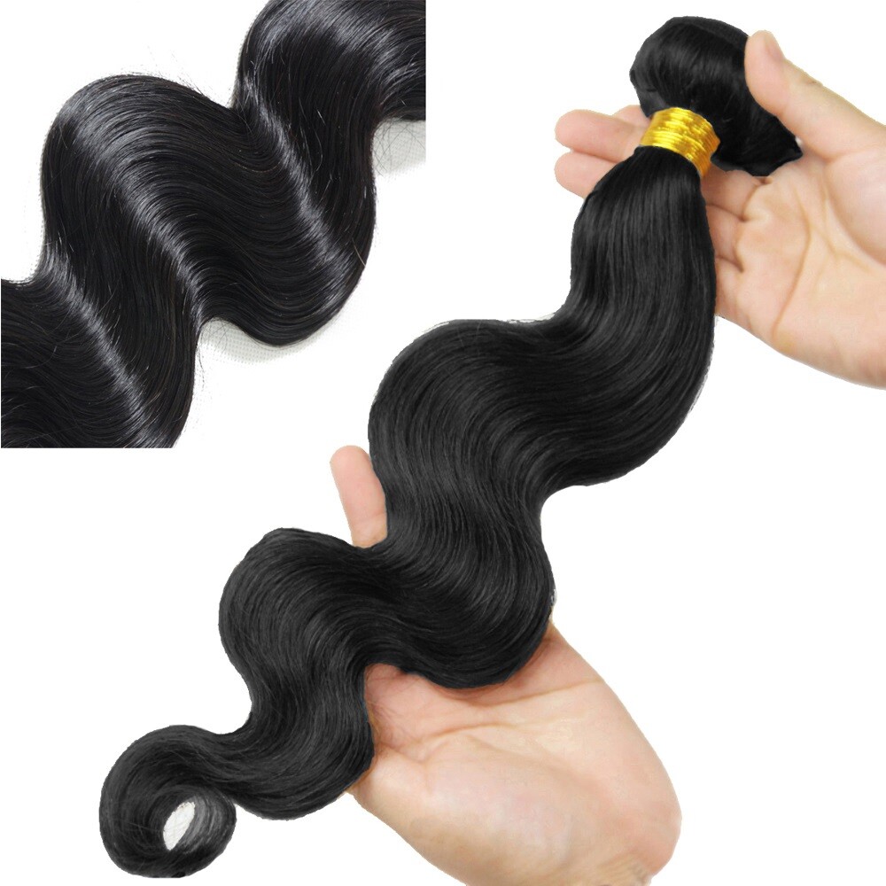 Soft Black Body Wave Brazilian 100 Human Hair Weave Sew In 1 or 3 Bundles