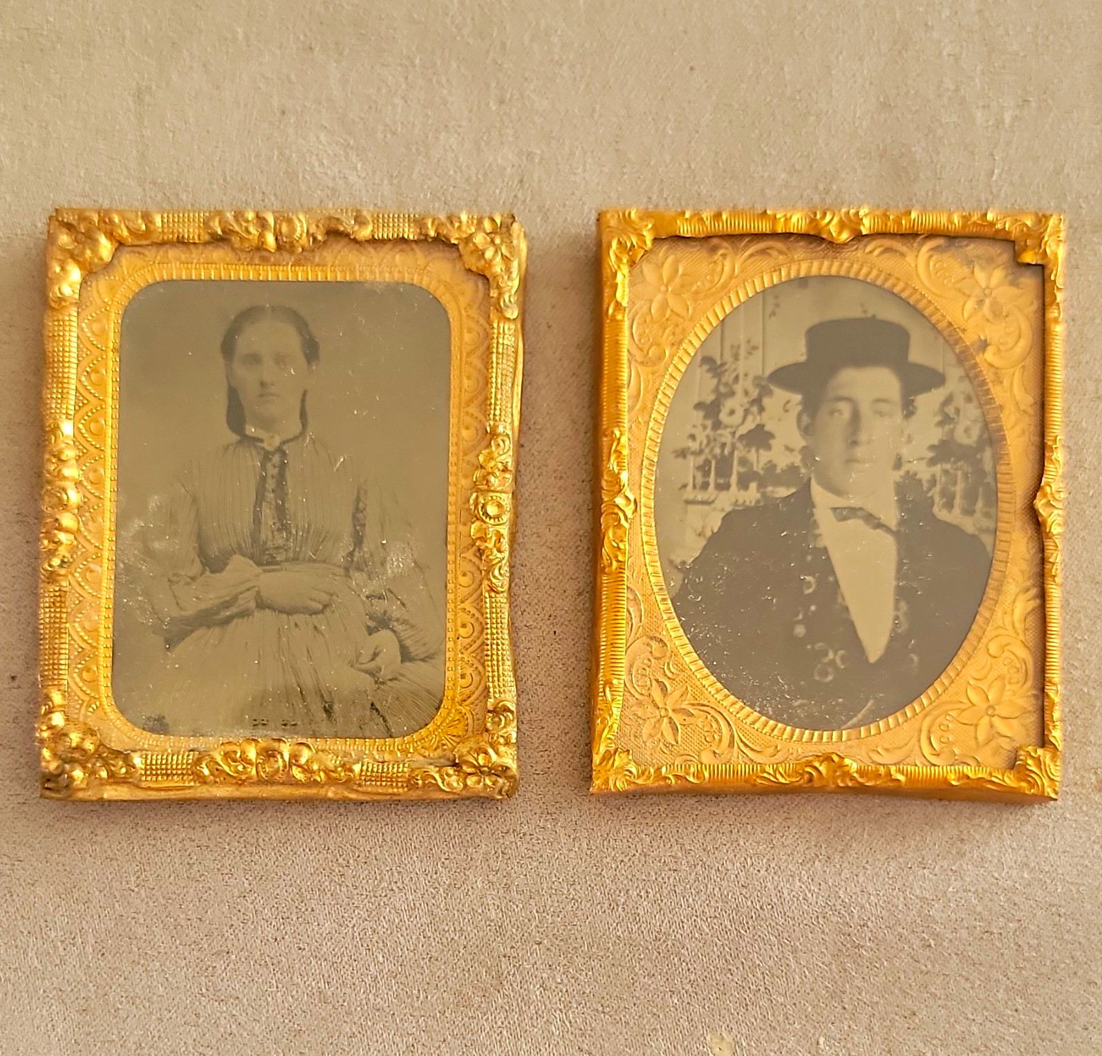 Antique Civil War 1/9 Plate Tintype Photo Restoration Lot Loose Mats Cases Parts