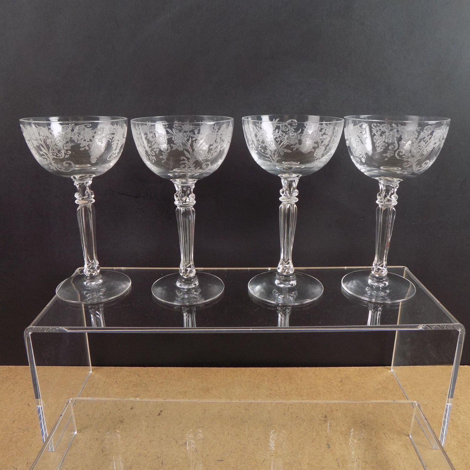 4 Fostoria Buttercup Etched Liquor Cocktail Glasses Etch Flowers VGC 5.25 4 Fostoria Buttercup Etched Liquor Cocktail Glasses Etch Flowers VGC 5.25