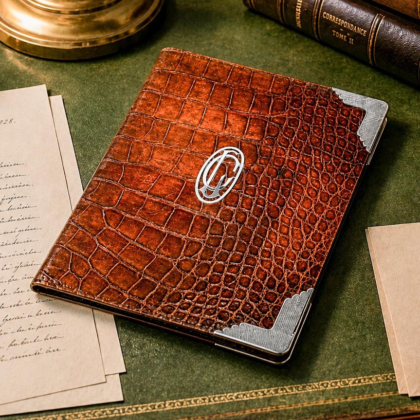 Rare Asprey Antique English Leather Sterling Silver Desk Folder Document Holder Rare Asprey Antique English Leather Sterling Silver Desk Folder Document Holder