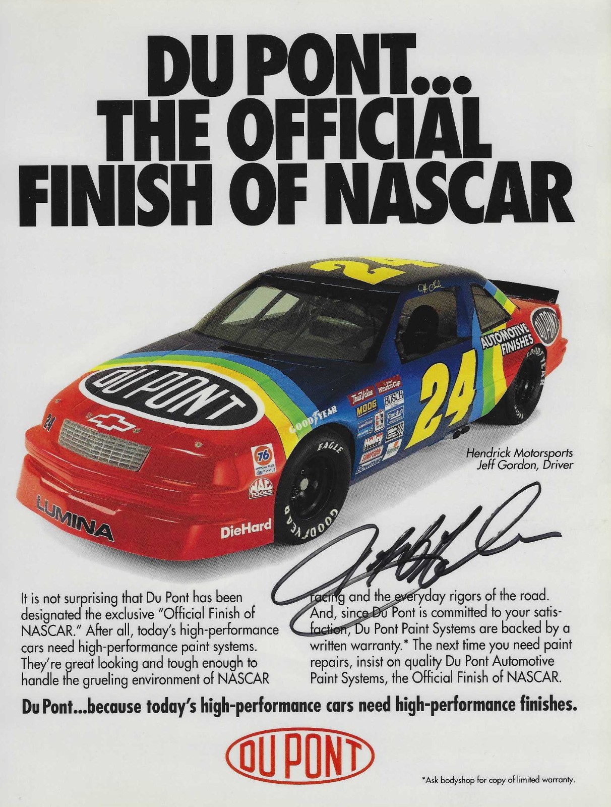 Jeff Gordon Autographed Signed Magazine Page - NASCAR Racing - w/COA
