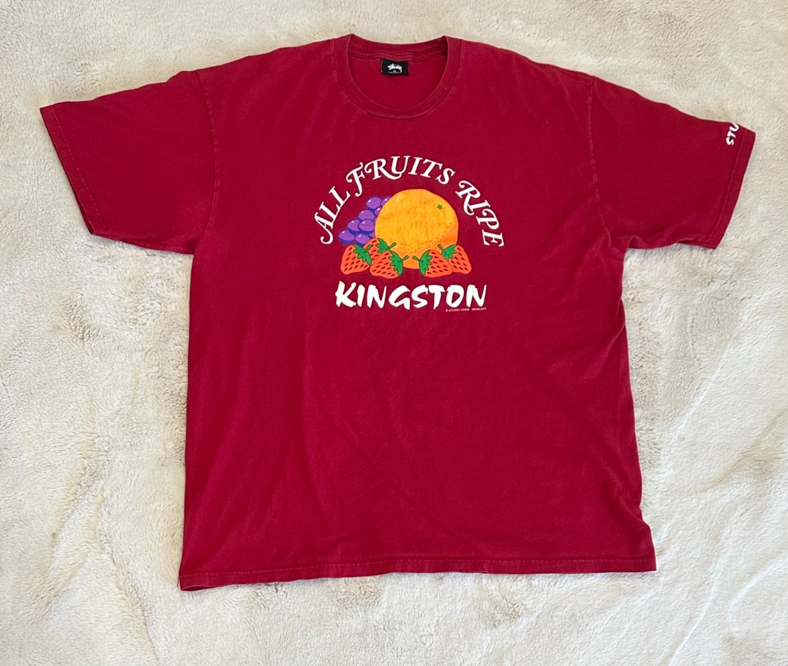 Red Stussy All Fruits Ripe Kingston Shirt Size XL Red Stussy All Fruits Ripe Kingston Shirt Size XL