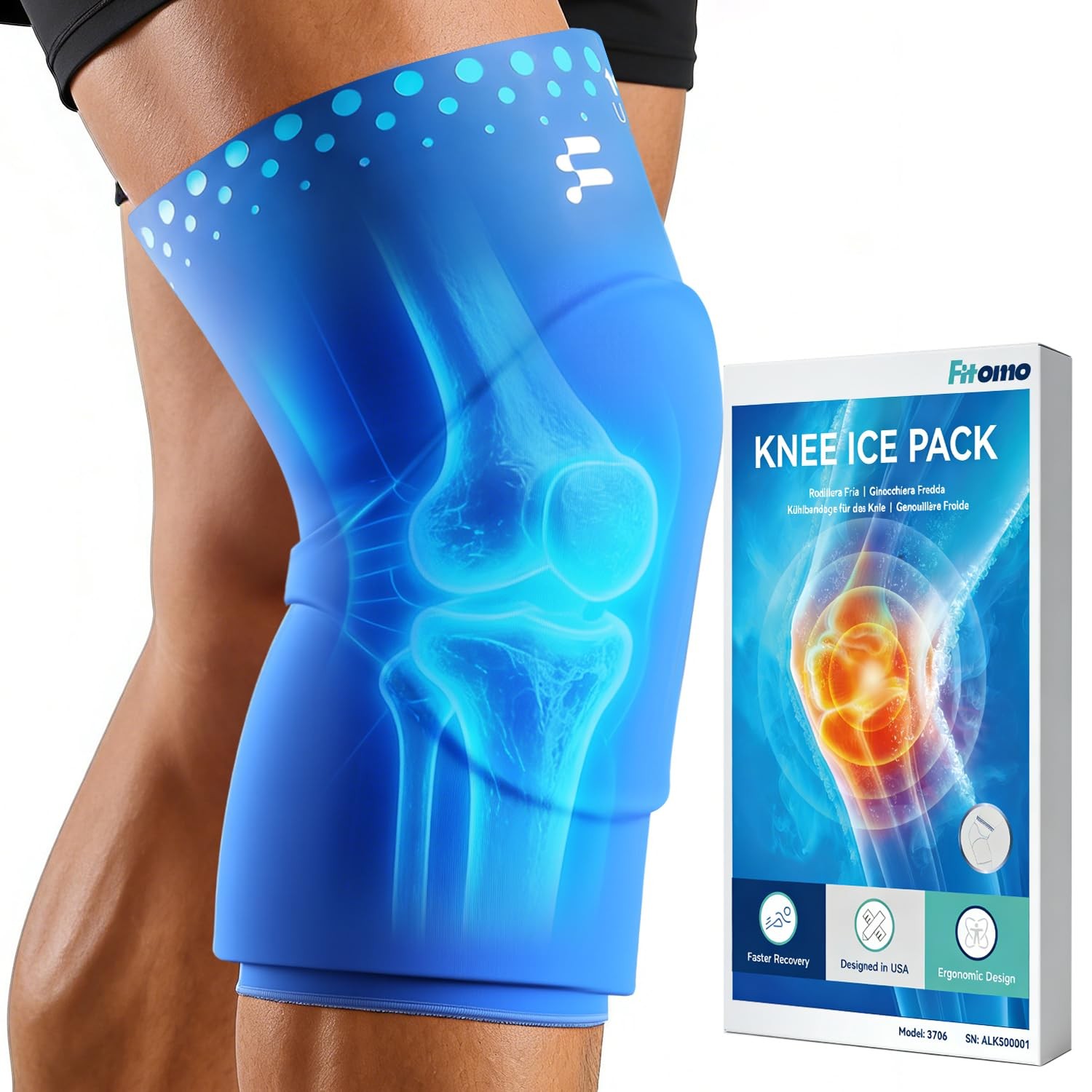 Knee Ice Pack Wrap, Long-Lasting Cold Compression for Pain & M, Blue Knee Ice Pack Wrap, Long-Lasting Cold Compression for Pain & M, Blue