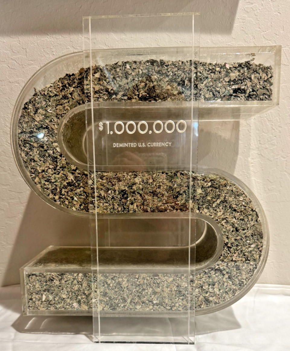 1 Million Dollars Deminted Federal Shredded U.S. Currency Money Lucite - DS31