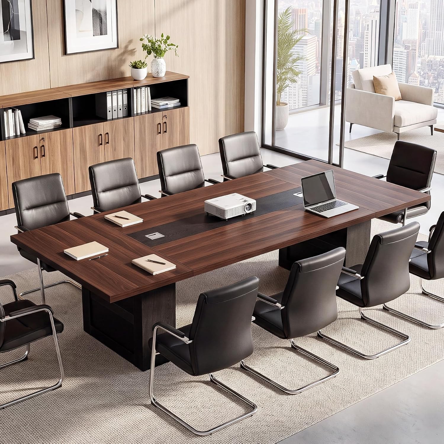8FT Conference Table for 8-10 People,94.5” Meeting Room Table w/Cable Management