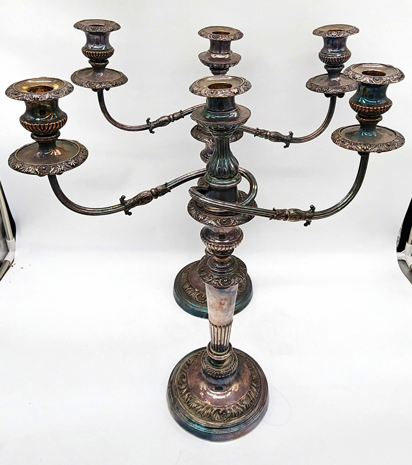 2 Vintage Silver Plate 3-Light Candelabra 19\