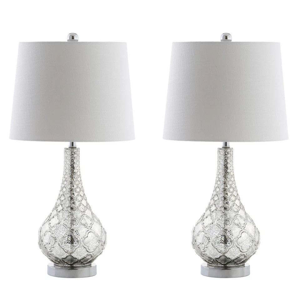 JONATHAN Y Darren 25.5 in. Mercury Silver Glass Table Lamp (Set of 2)