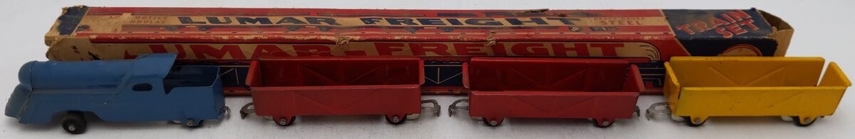 Marx Vintage Toy Steel Lumar Freight Steam Locomotive Freight Set/Box