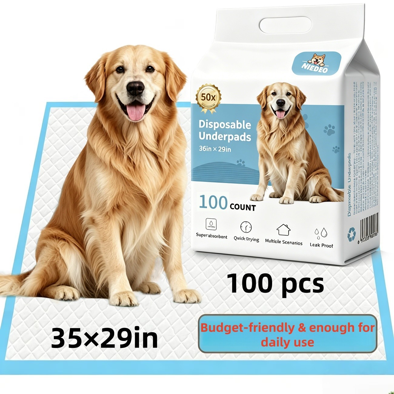 35*29inch Super Absorbent & Leak-Proof Thicken Quick Dry Puppy Pee Pads 35*29inch Super Absorbent & Leak-Proof Thicken Quick Dry Puppy Pee Pads