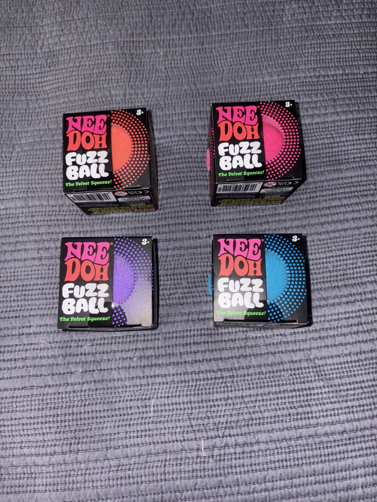 Schylling NEEDOH Fuzzball Lot Of 4 Authentic Factory Sealed Velvet Squeeze